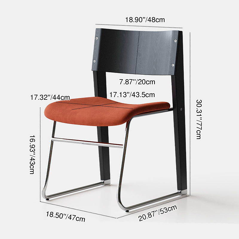 Modern Art Deco Rectangular Iron Solid Wood Boucle Fabric Velvet Dining Chair Backrest Armless For Dining Room & Kitchen