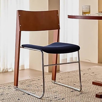 Modern Art Deco Rectangular Iron Solid Wood Boucle Fabric Velvet Dining Chair Backrest Armless For Dining Room & Kitchen
