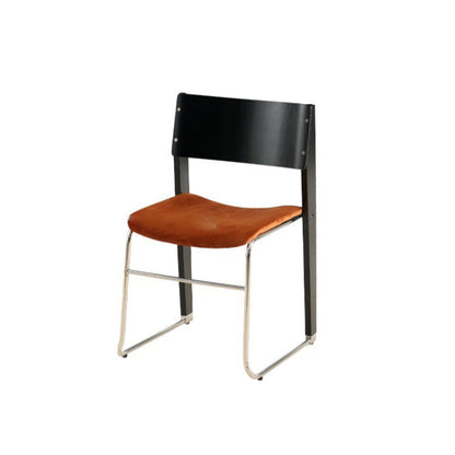 Modern Art Deco Rectangular Iron Solid Wood Boucle Fabric Velvet Dining Chair Backrest Armless For Dining Room & Kitchen