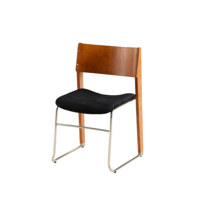 Modern Art Deco Rectangular Iron Solid Wood Boucle Fabric Velvet Dining Chair Backrest Armless For Dining Room & Kitchen