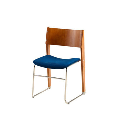 Modern Art Deco Rectangular Iron Solid Wood Boucle Fabric Velvet Dining Chair Backrest Armless For Dining Room & Kitchen