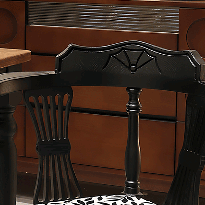 Traditional Chinese Curved Solid Wood Cotton-Linen Dining Chair Backrest Armrest For Dining Room & Kitchen
