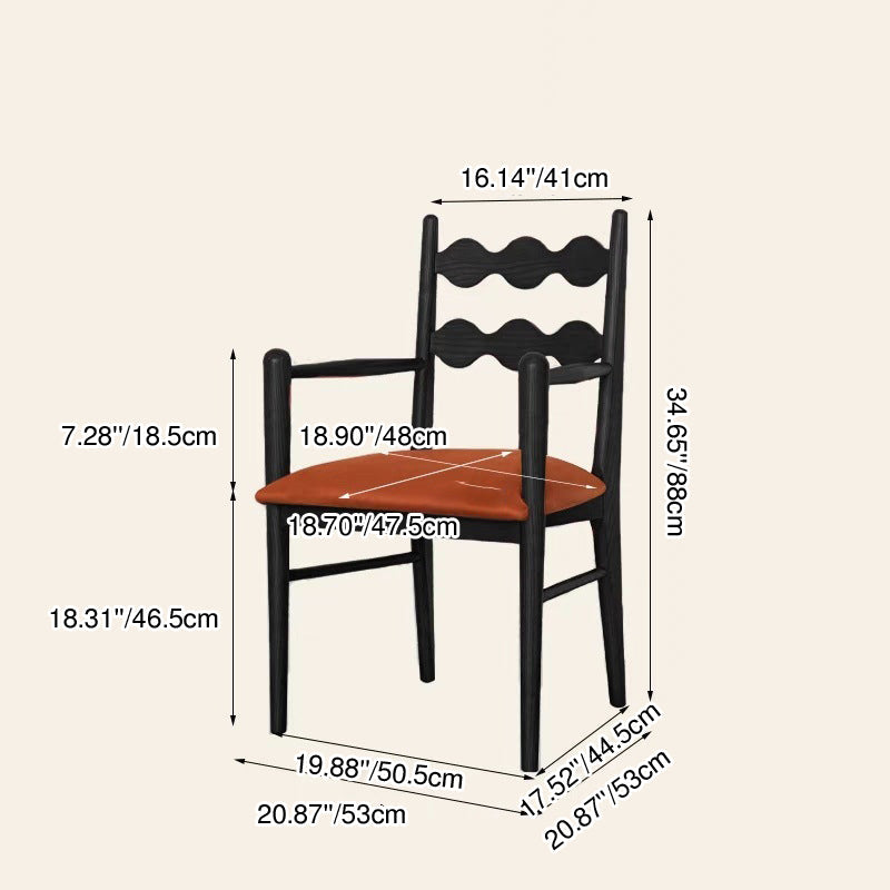 Traditional French Rectangular Velvet Solid Wood Dining Chair Backrest Armrest For Dining Room & Kitchen