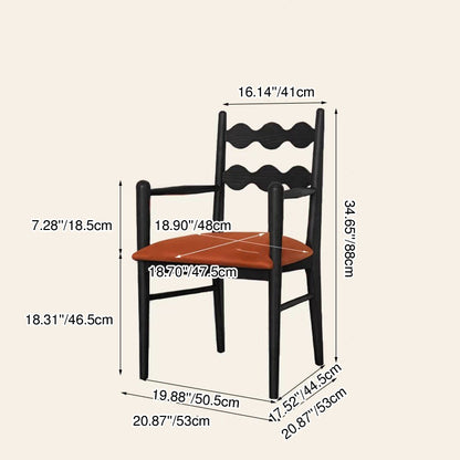 Traditional French Rectangular Velvet Solid Wood Dining Chair Backrest Armrest For Dining Room & Kitchen