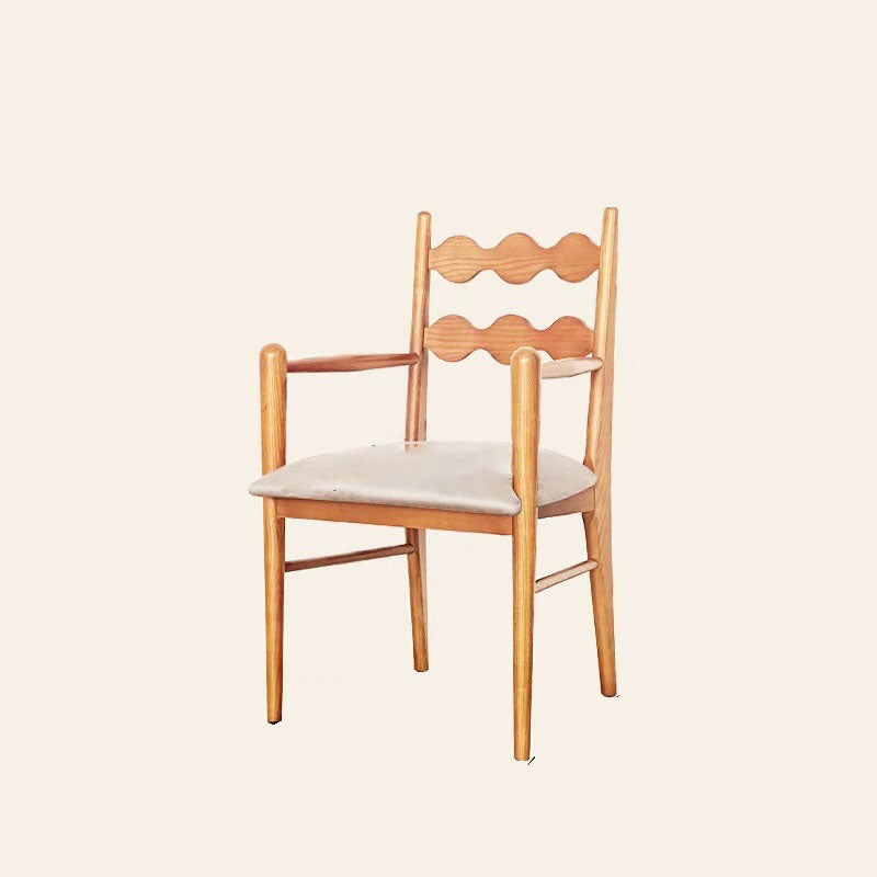 Traditional French Rectangular Velvet Solid Wood Dining Chair Backrest Armrest For Dining Room & Kitchen