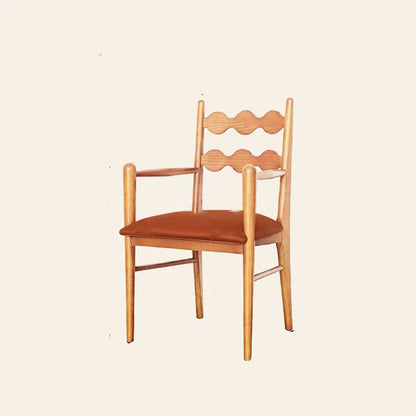 Traditional French Rectangular Velvet Solid Wood Dining Chair Backrest Armrest For Dining Room & Kitchen
