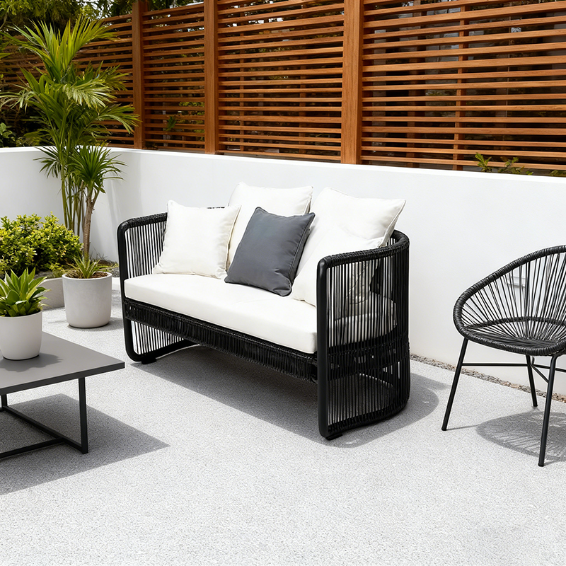Traditional Chinese Curved PE Rattan Aluminum Alloy Fabric Outdoor Sofa Backrest Armrest For Outdoor