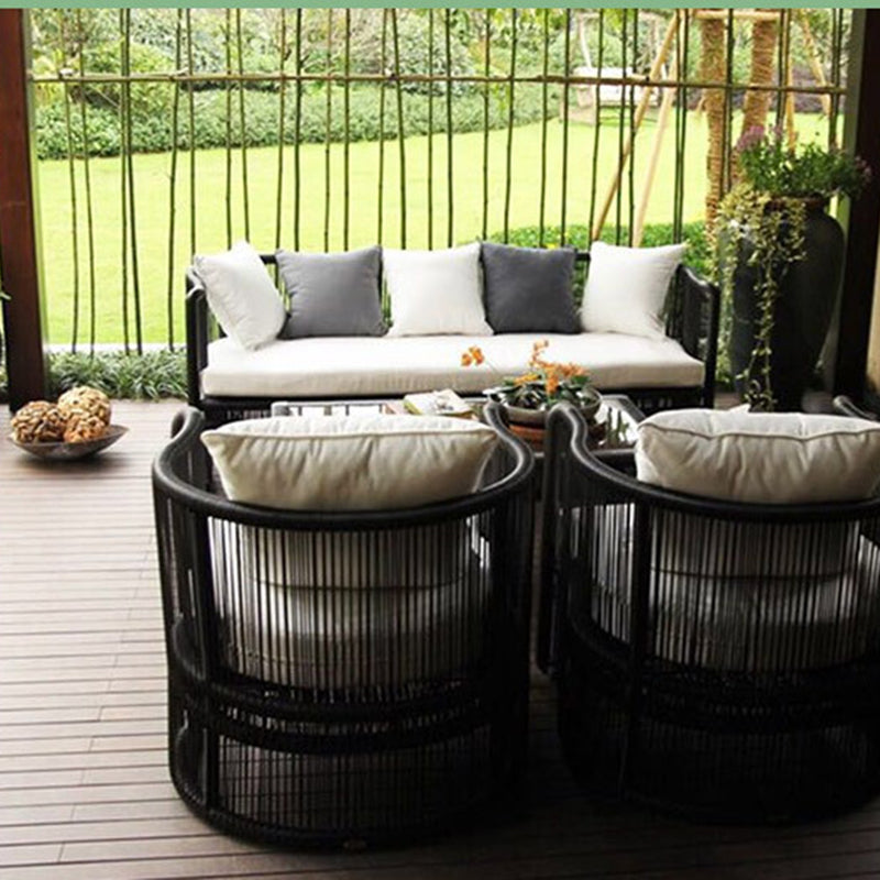 Traditional Chinese Curved PE Rattan Aluminum Alloy Fabric Outdoor Sofa Backrest Armrest For Outdoor