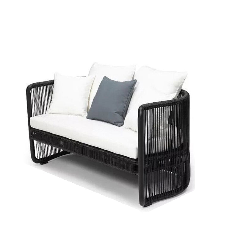 Traditional Chinese Curved PE Rattan Aluminum Alloy Fabric Outdoor Sofa Backrest Armrest For Outdoor