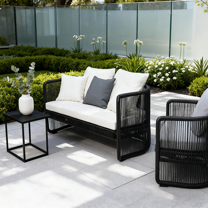Traditional Chinese Curved PE Rattan Aluminum Alloy Fabric Outdoor Sofa Backrest Armrest For Outdoor