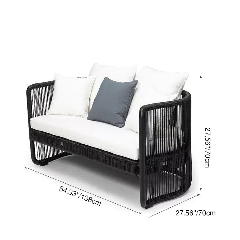 Traditional Chinese Curved PE Rattan Aluminum Alloy Fabric Outdoor Sofa Backrest Armrest For Outdoor
