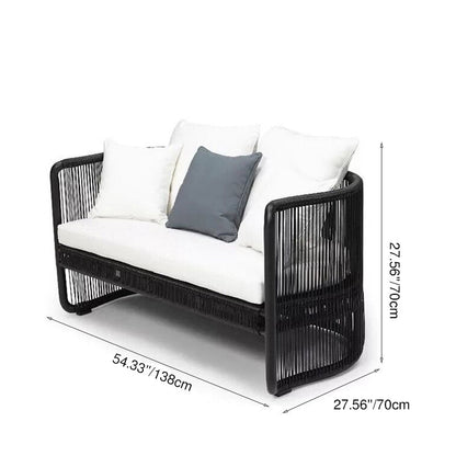 Traditional Chinese Curved PE Rattan Aluminum Alloy Fabric Outdoor Sofa Backrest Armrest For Outdoor