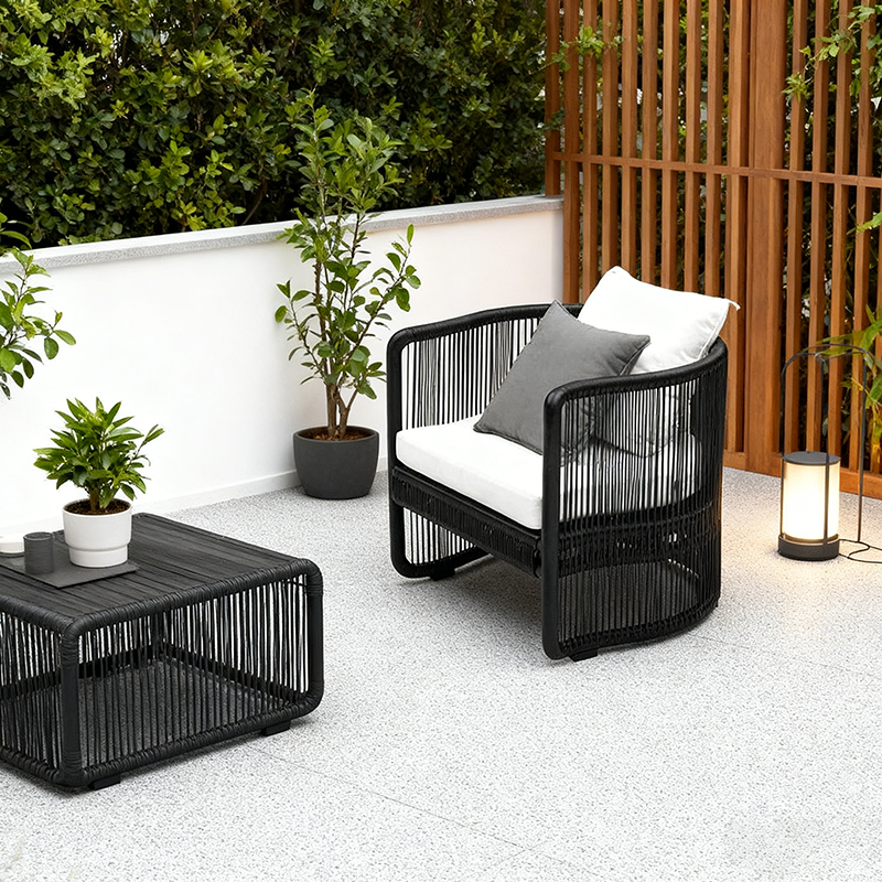 Traditional Chinese Curved PE Rattan Aluminum Alloy Fabric Outdoor Sofa Backrest Armrest For Outdoor