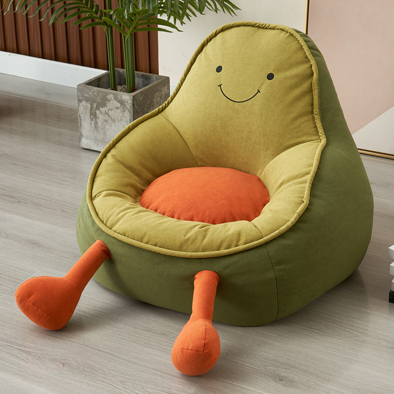 Contemporary Creative Avocado-Shaped EPS Particles Fabric Kids Accent Chair Backrest Armrest For Living Room