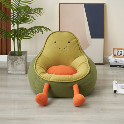 Contemporary Creative Avocado-Shaped EPS Particles Fabric Kids Accent Chair Backrest Armrest For Living Room