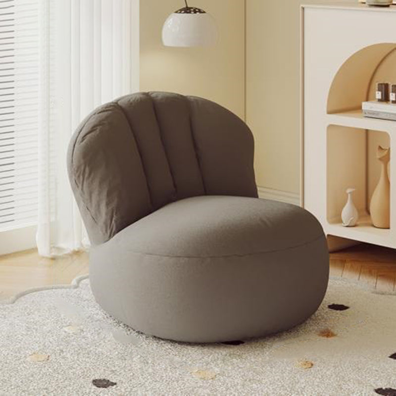 Contemporary Nordic Curved Sherpa Fabric Cotton-Linen EPS Particles Accent Chair Backrest Armless For Living Room