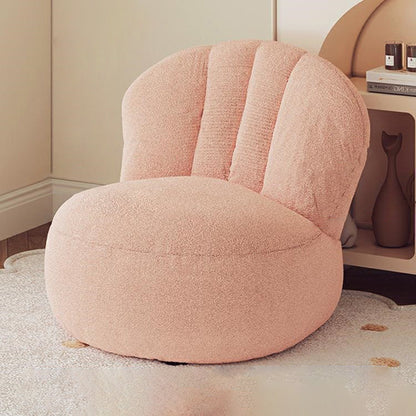 Contemporary Nordic Curved Sherpa Fabric Cotton-Linen EPS Particles Accent Chair Backrest Armless For Living Room