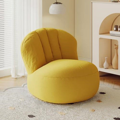 Contemporary Nordic Curved Sherpa Fabric Cotton-Linen EPS Particles Accent Chair Backrest Armless For Living Room