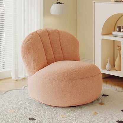 Contemporary Nordic Curved Sherpa Fabric Cotton-Linen EPS Particles Accent Chair Backrest Armless For Living Room