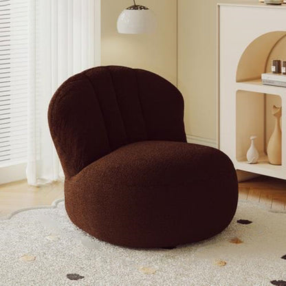 Contemporary Nordic Curved Sherpa Fabric Cotton-Linen EPS Particles Accent Chair Backrest Armless For Living Room