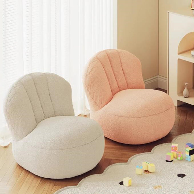 Contemporary Nordic Curved Sherpa Fabric Cotton-Linen EPS Particles Accent Chair Backrest Armless For Living Room
