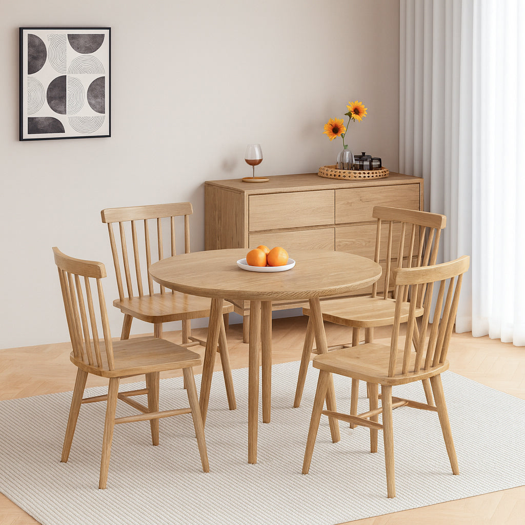 Contemporary Nordic North American Ash Wood Dining Chair - Rectangular Back Chairs For Dining Room & Kitchen