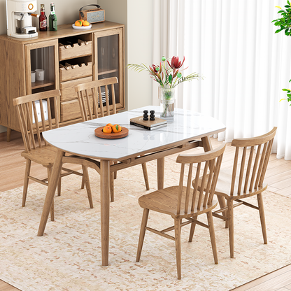 Contemporary Nordic North American Ash Wood Dining Chair - Rectangular Back Chairs For Dining Room & Kitchen