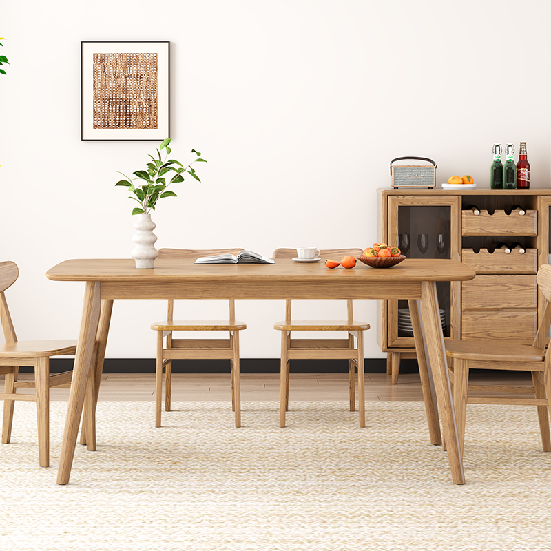 Contemporary Nordic North American Ash Wood Dining Chair - Elliptical Rectangular Back Chairs For Dining Room & Kitchen