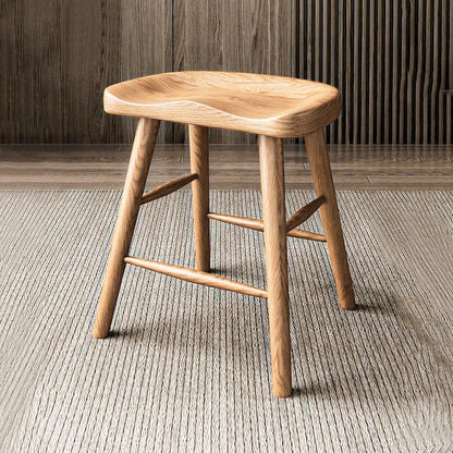 Contemporary Nordic North American Ash Wood Saddle Seat Dining Chair - Curved Wooden Chairs For Dining Room & Kitchen
