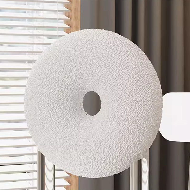 Contemporary Creative Donut-Shaped Teddy Velvet Acrylic Vanity Stool Backrest Armless For Bedroom