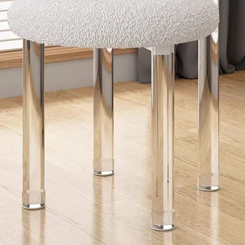 Contemporary Creative Donut-Shaped Teddy Velvet Acrylic Vanity Stool Backrest Armless For Bedroom