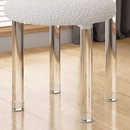 Contemporary Creative Donut-Shaped Teddy Velvet Acrylic Vanity Stool Backrest Armless For Bedroom