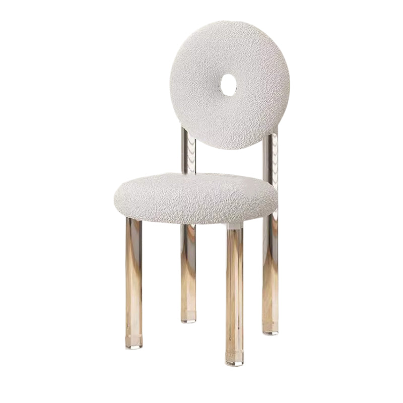 Contemporary Creative Donut-Shaped Teddy Velvet Acrylic Vanity Stool Backrest Armless For Bedroom