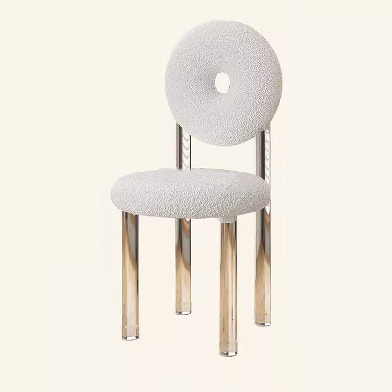 Contemporary Creative Donut-Shaped Teddy Velvet Acrylic Vanity Stool Backrest Armless For Bedroom