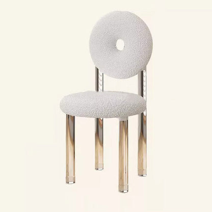 Contemporary Creative Donut-Shaped Teddy Velvet Acrylic Vanity Stool Backrest Armless For Bedroom