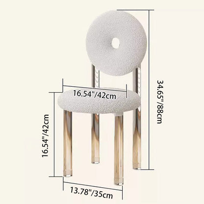 Contemporary Creative Donut-Shaped Teddy Velvet Acrylic Vanity Stool Backrest Armless For Bedroom