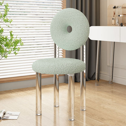 Contemporary Creative Donut-Shaped Teddy Velvet Acrylic Vanity Stool Backrest Armless For Bedroom
