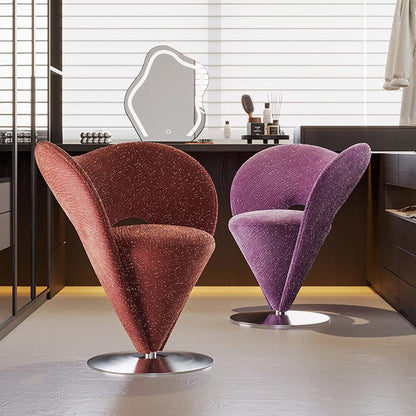 Contemporary Luxury Curved Chenille Fabric Carbon Steel Stainless Steel Vanity Stool Backrest Armless For Bedroom