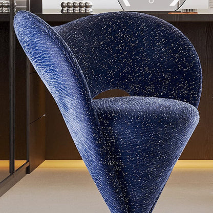 Contemporary Luxury Curved Chenille Fabric Carbon Steel Stainless Steel Vanity Stool Backrest Armless For Bedroom