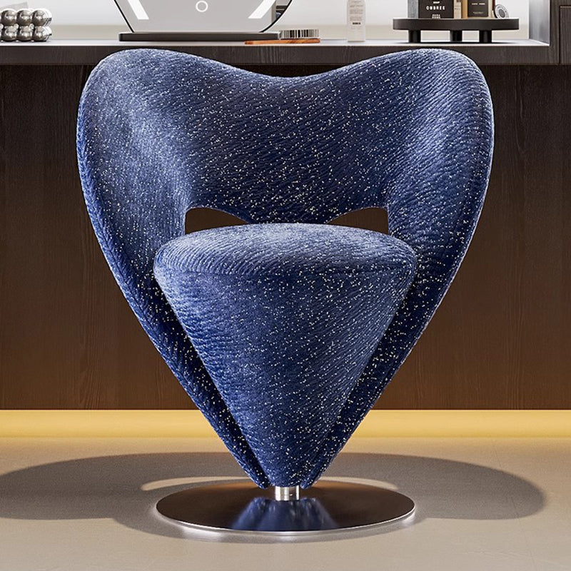 Contemporary Luxury Curved Chenille Fabric Carbon Steel Stainless Steel Vanity Stool Backrest Armless For Bedroom