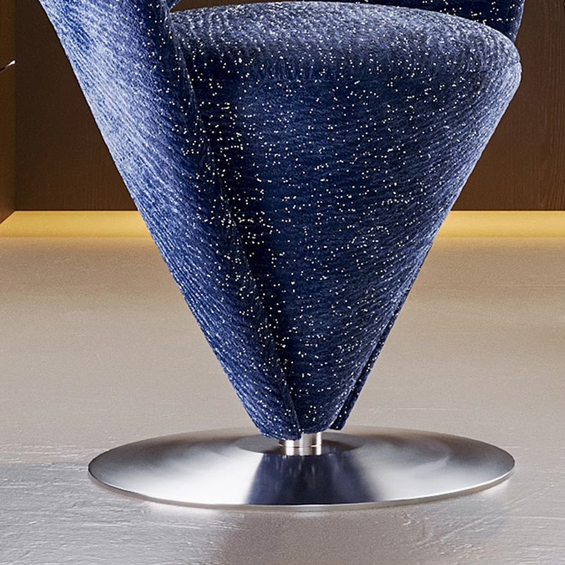 Contemporary Luxury Curved Chenille Fabric Carbon Steel Stainless Steel Vanity Stool Backrest Armless For Bedroom