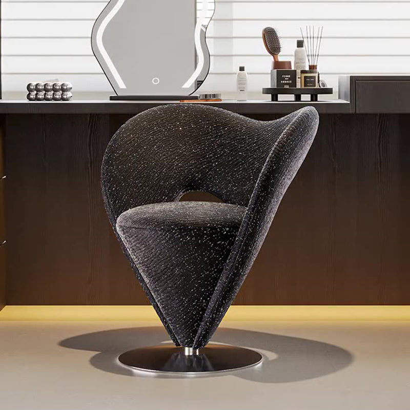 Contemporary Luxury Curved Chenille Fabric Carbon Steel Stainless Steel Vanity Stool Backrest Armless For Bedroom
