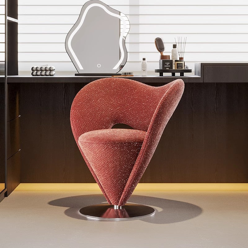 Contemporary Luxury Curved Chenille Fabric Carbon Steel Stainless Steel Vanity Stool Backrest Armless For Bedroom