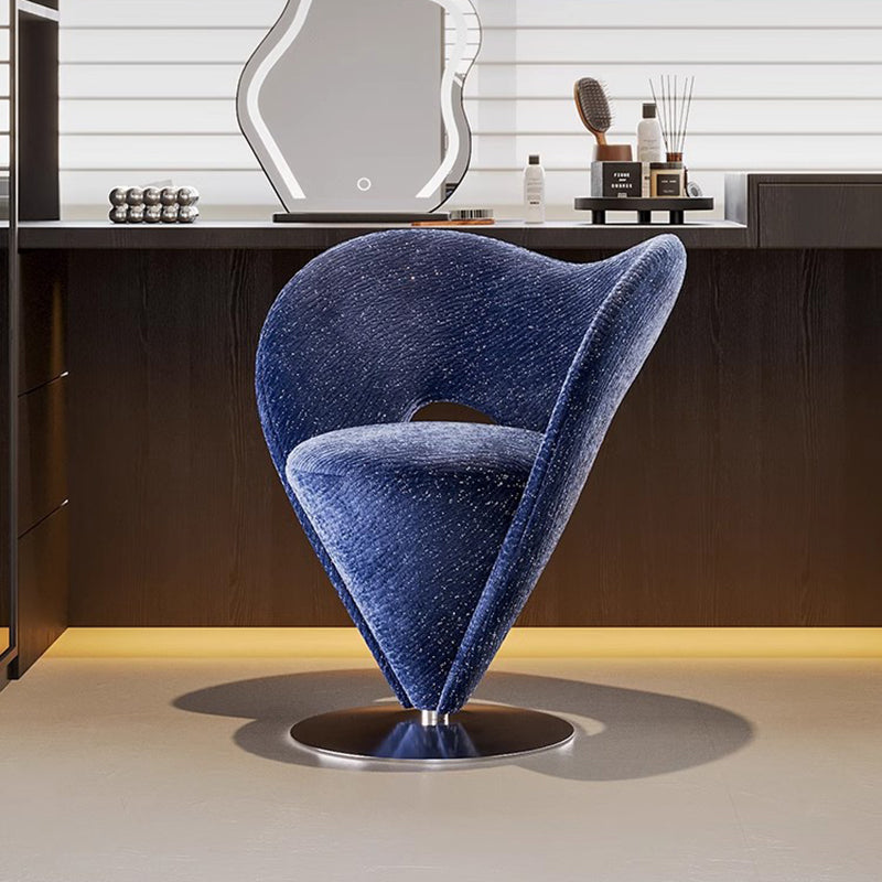 Contemporary Luxury Curved Chenille Fabric Carbon Steel Stainless Steel Vanity Stool Backrest Armless For Bedroom