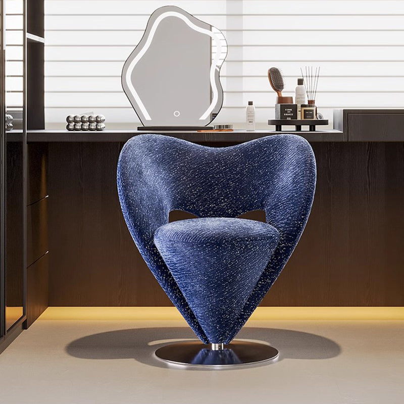 Contemporary Luxury Curved Chenille Fabric Carbon Steel Stainless Steel Vanity Stool Backrest Armless For Bedroom