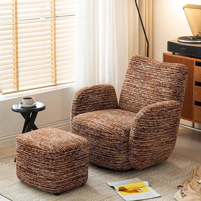 Traditional Vintage Rectangular Cotton-Linen Solid Wood Accent Chair Backrest Armrest For Living Room
