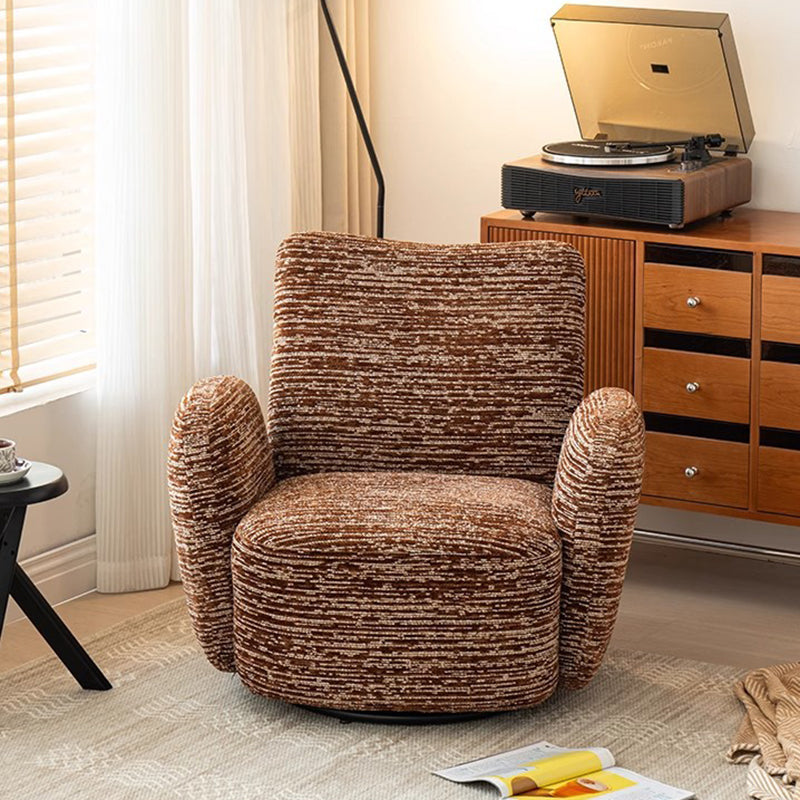 Traditional Vintage Rectangular Cotton-Linen Solid Wood Accent Chair Backrest Armrest For Living Room