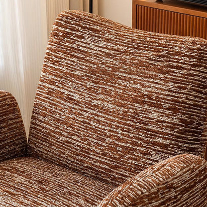 Traditional Vintage Rectangular Cotton-Linen Solid Wood Accent Chair Backrest Armrest For Living Room