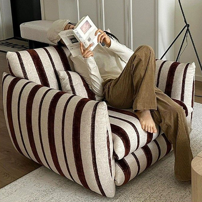 Traditional French Rectangular Linen-Cotton Printed Velvet Ring-Weave Solid Wood Accent Chair Backrest Armrest For Living Room