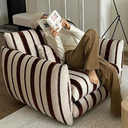 Traditional French Rectangular Linen-Cotton Printed Velvet Ring-Weave Solid Wood Accent Chair Backrest Armrest For Living Room